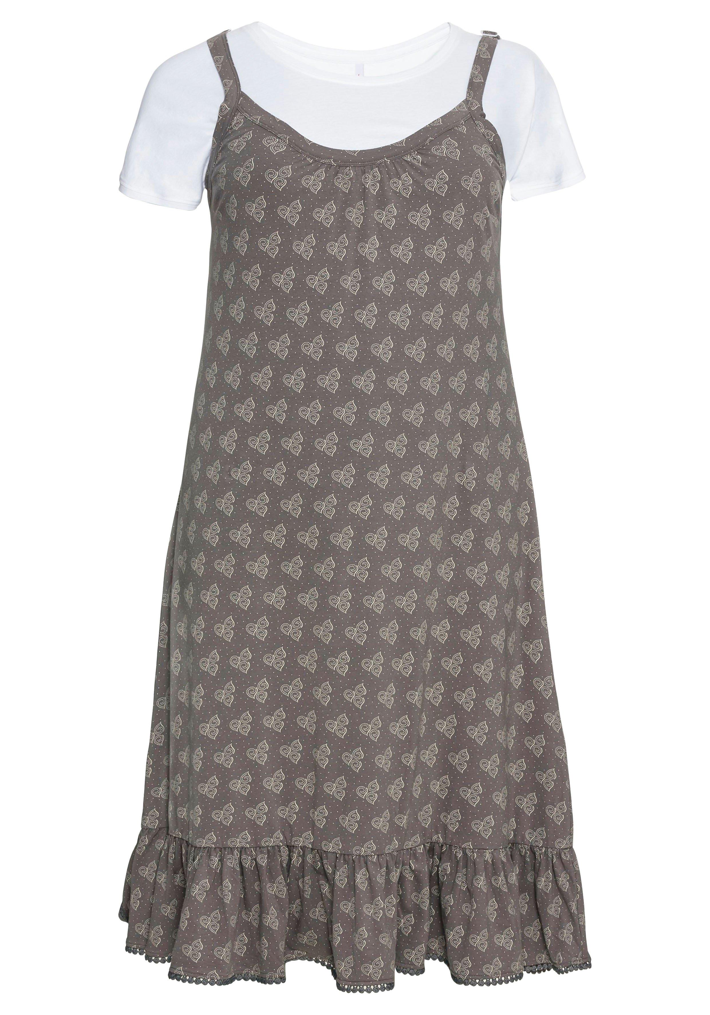 Trägerkleid mit Shirt, in A-Linie und mit Alloverdruck