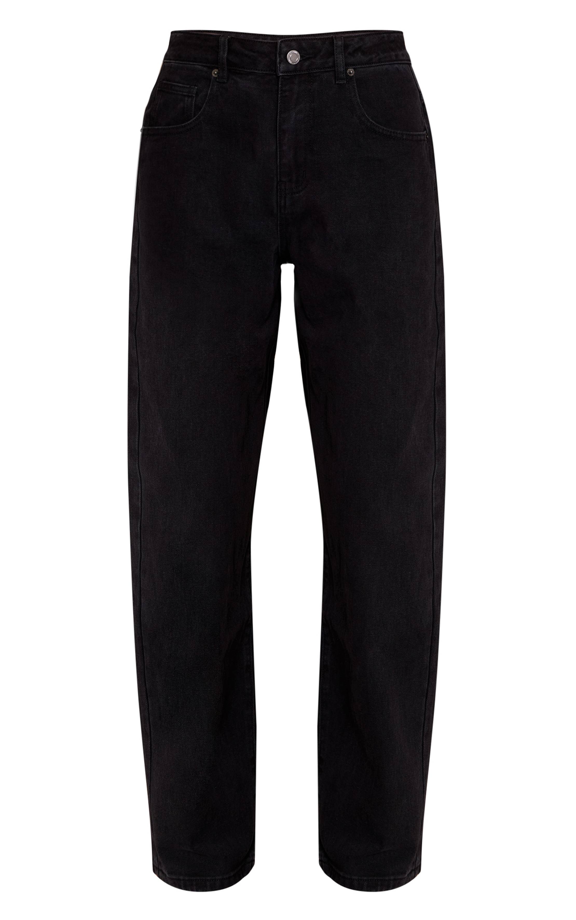 Noir Délavé Jean Boyfriend Style Dos Plongeant Délavage Bleu Moyen