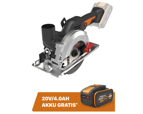 Accu cirkelzaag WORX Nitro 20V Worxsaw 120mm/41mm WX531.9, borstelloze motor + GRATIS extra artikel 20V accu WA3644 (4.0Ah)