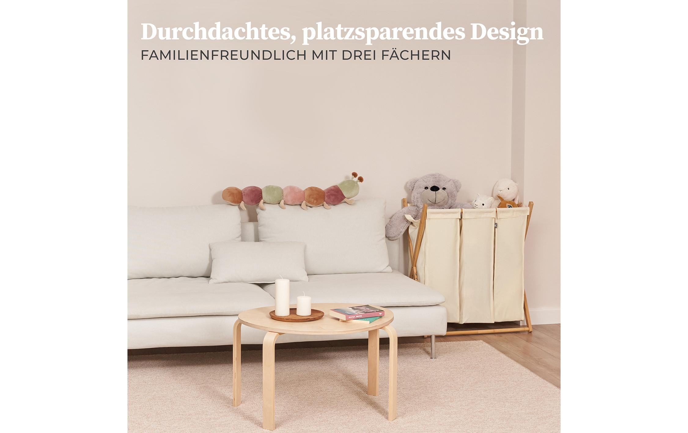 Wäschekorb Xavier 150 l, Grau/NatureAufbewahrungsbox mit 3 Kammern