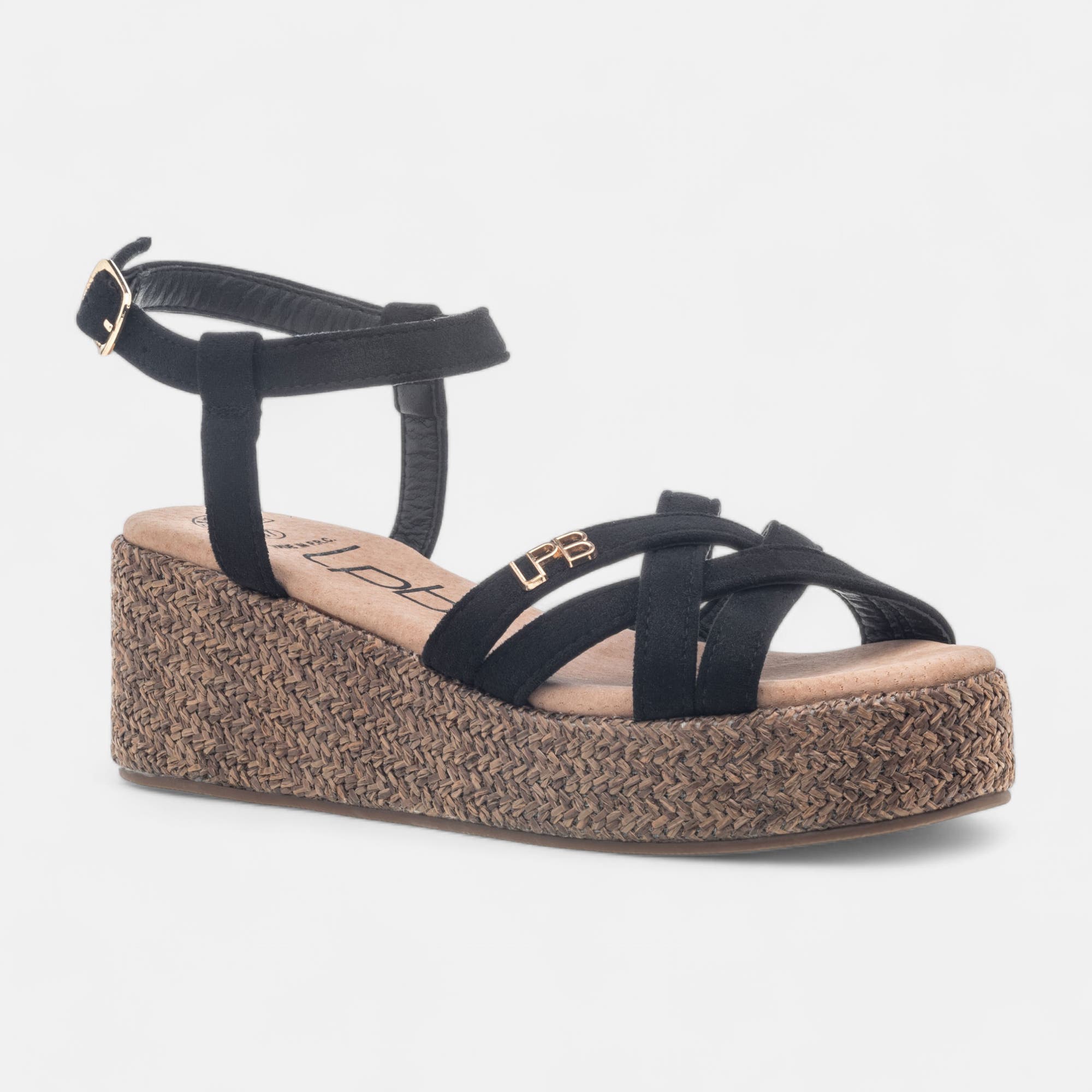 Nu-pieds à talon compensé Femme noir