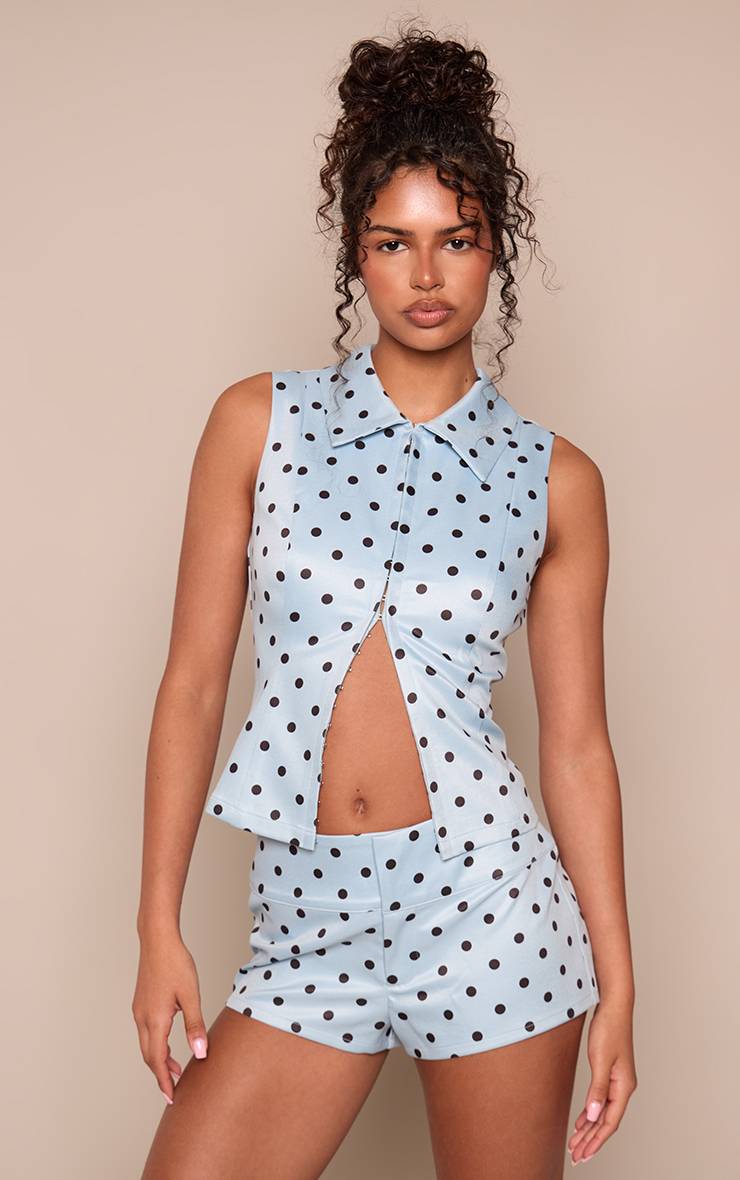 Bleu Layette Ensemble Short Tailleur À Pois Coordonné