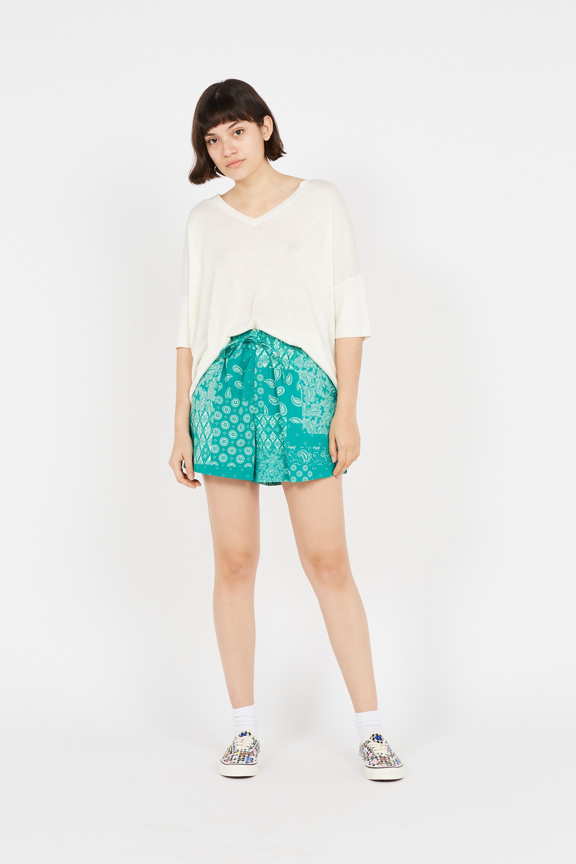 GRACE ET MILA Short imprimé cachemire en coton ESTEBAN Vert