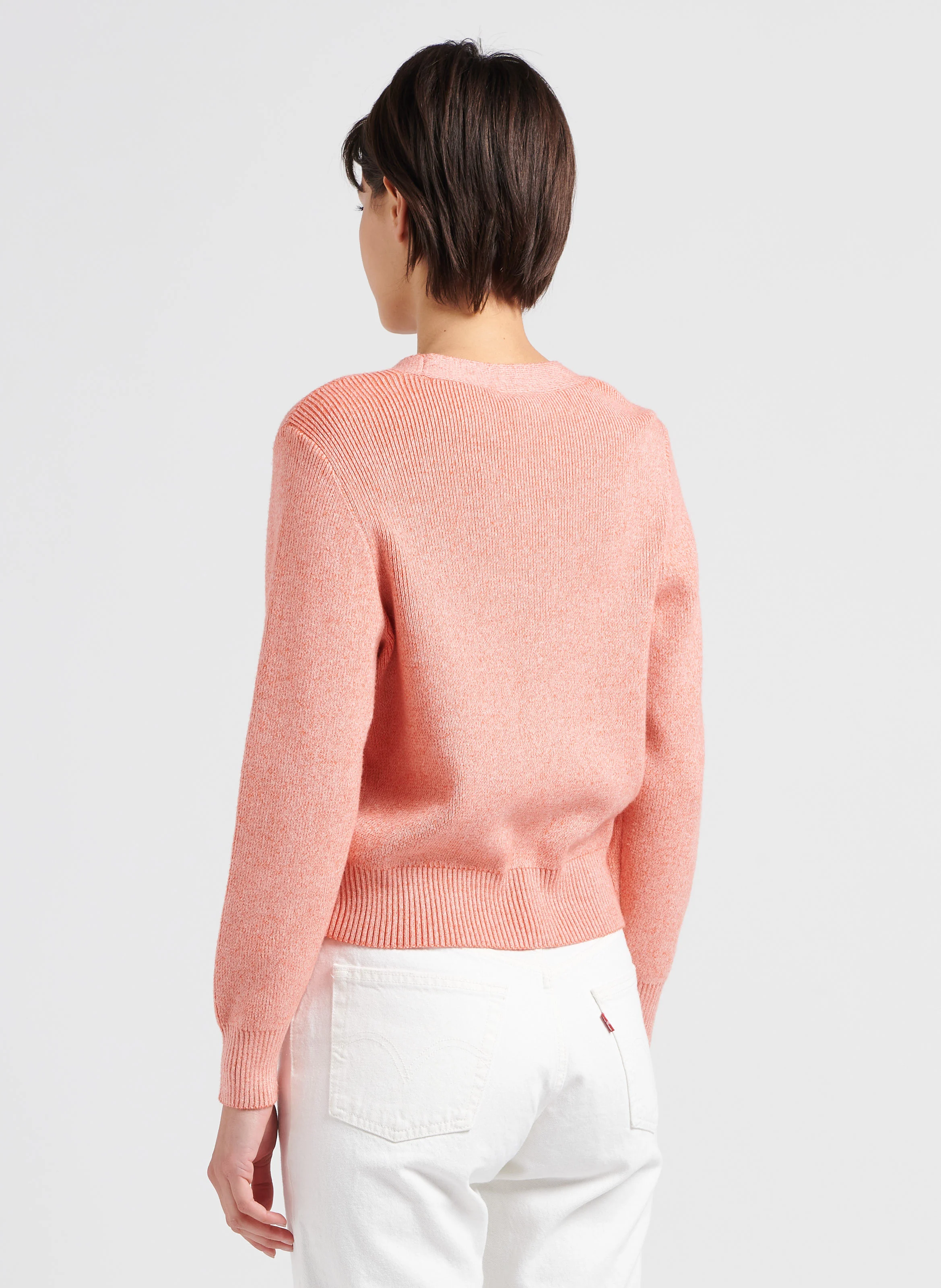 Gilet droit à encolure V | Rose