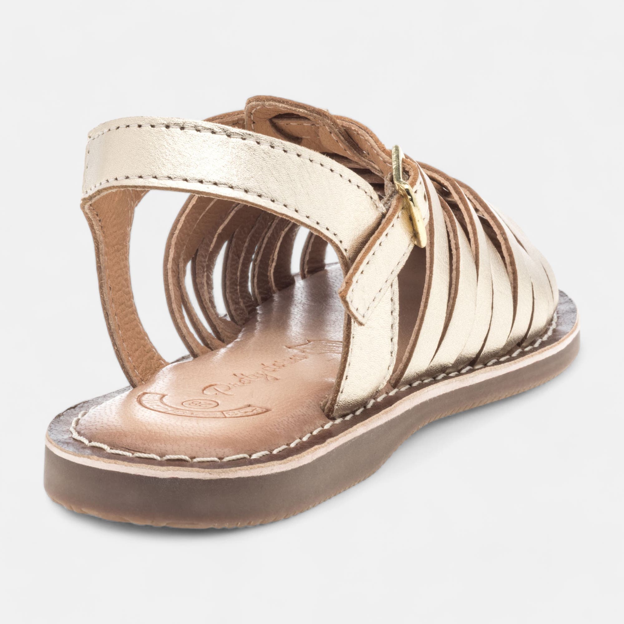 Nu-pieds Fille en cuir or