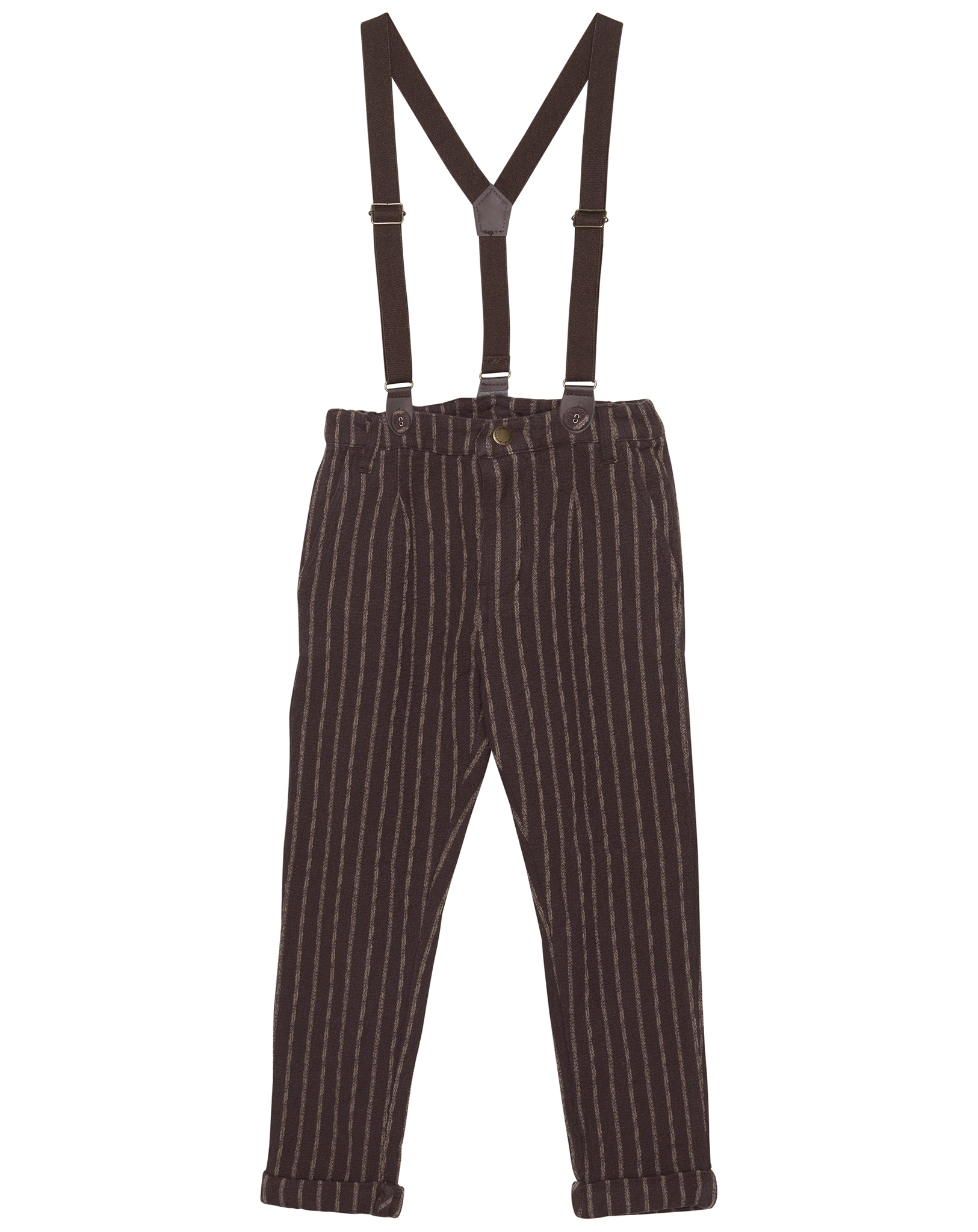 Stoffhose STRIPES mit Hosenträgern in coffee bean
