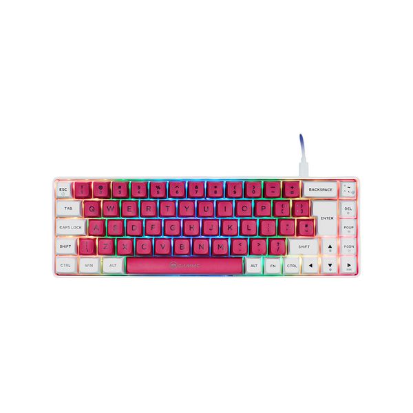 GAMIAC Teclado Mecânico TKL RGB69G SF Kailh Red Branco/Rosa