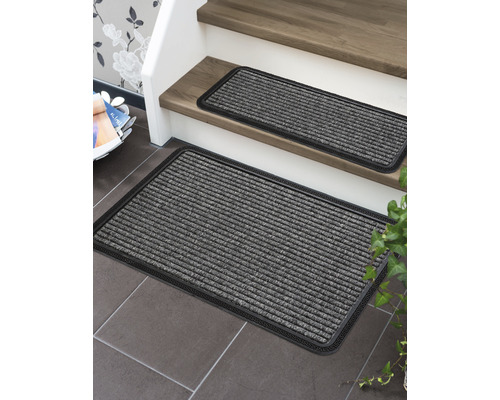 Deurmat Clean Run Border Star antraciet 25x60 cm
