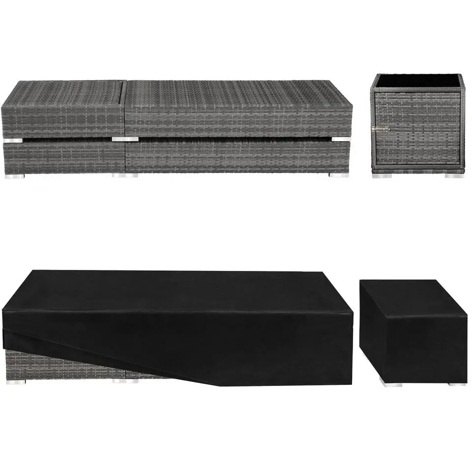 tectake 2 wicker ligbedden met aluminium frame en tafel, inclusief beschermhoes