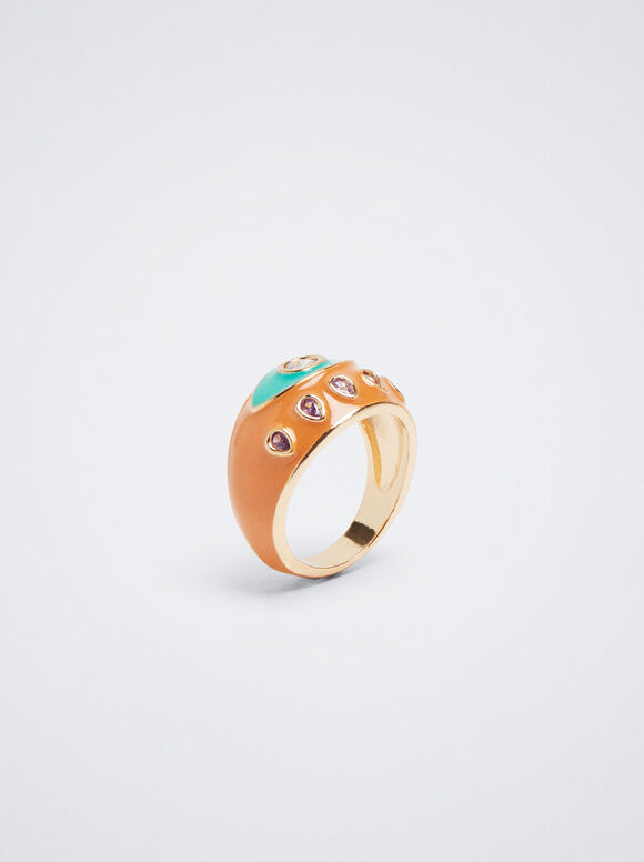 Anel esmaltado com Circonitas - Multicor