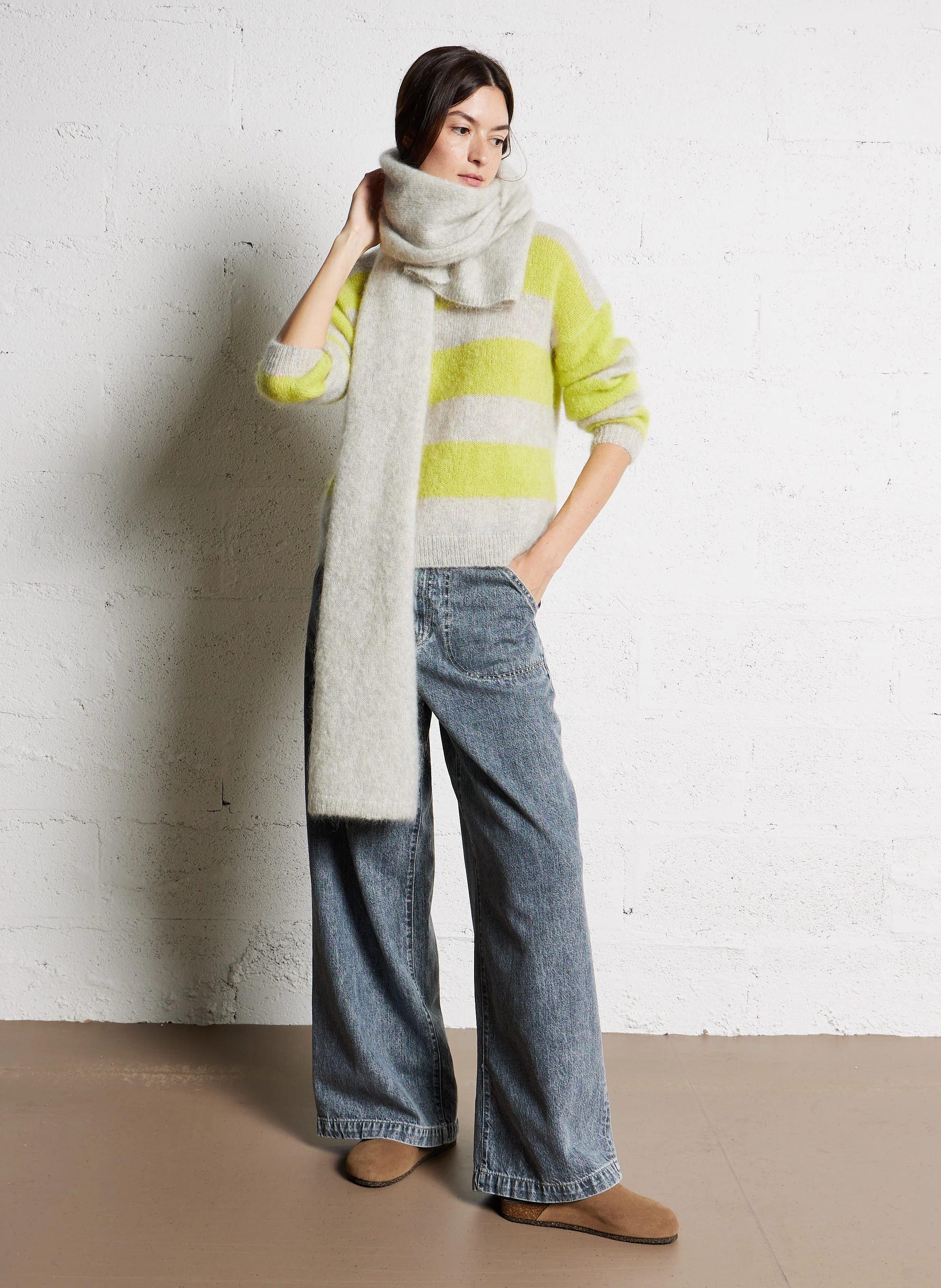 BANELLE - Pull col rond en laine mélangée | Gris