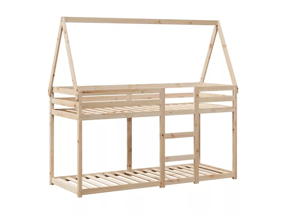 Lit superposé avec toit 90x200 cm bois de pin massif