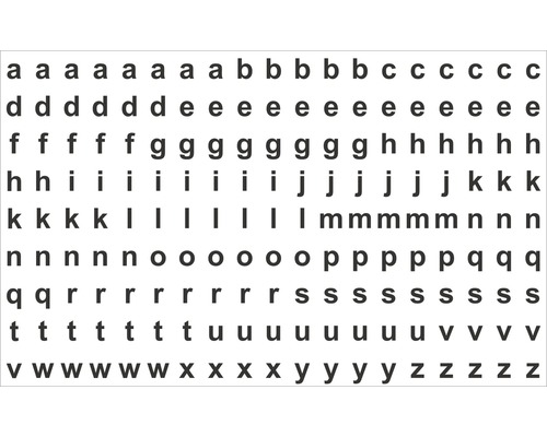 Assortiment letterstickers, kleine letters, zwart