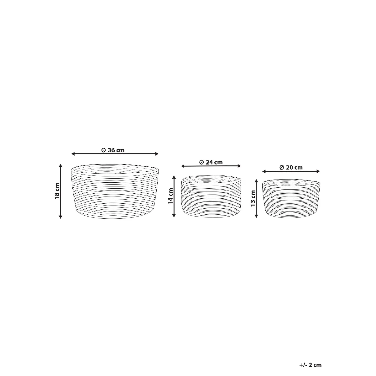 Beliani Lot de 3 paniers TAJORI - Naturel