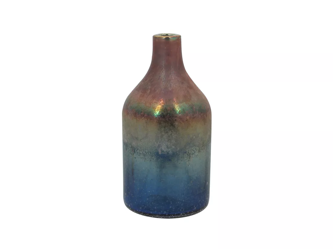Now's Home - Vase Aux Nuances Bleutee Et Rosees En Verre O12x24cm Sunset