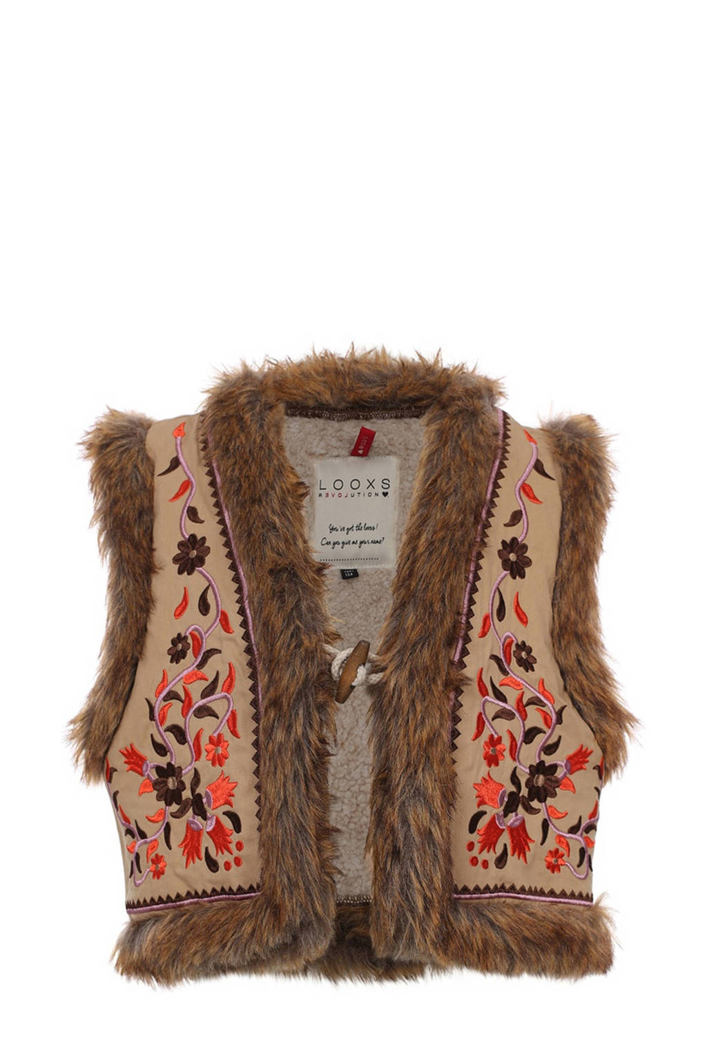 LOOXS imitatiebont gilet met printopdruk bruin
