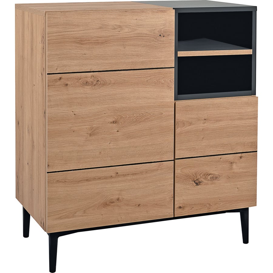 Kommode Trevi Dekor Beton-Optik dunkel Wotaneiche 131 x 87 x 40 cm