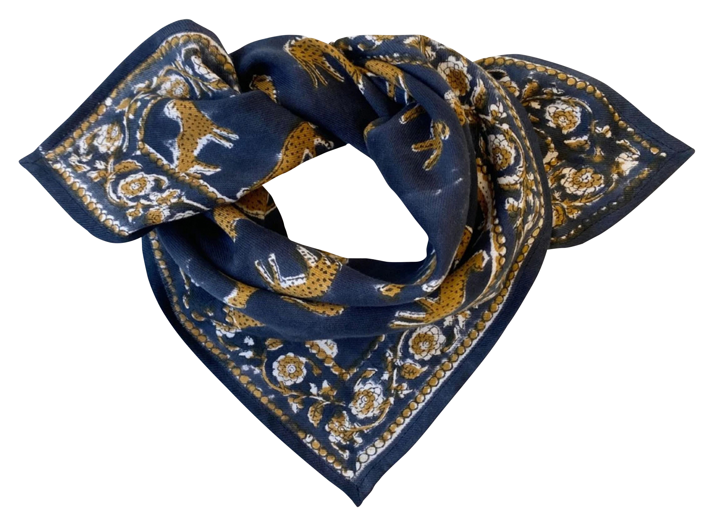 MANIKA - Foulard imprimé en coton| Bleu