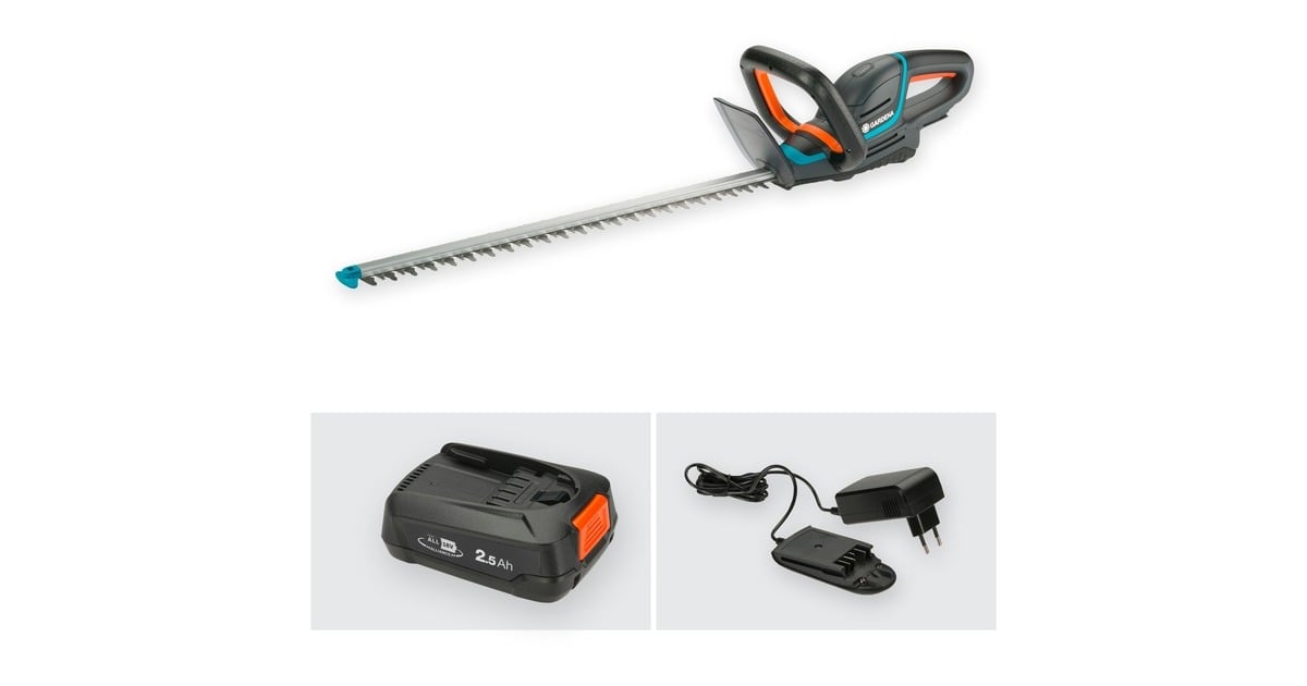 GARDENAAccu heggenschaar ComfortCut 60/18V P4A set  (Grijs/turquoise, 14731-20, Accu inbegrepen)