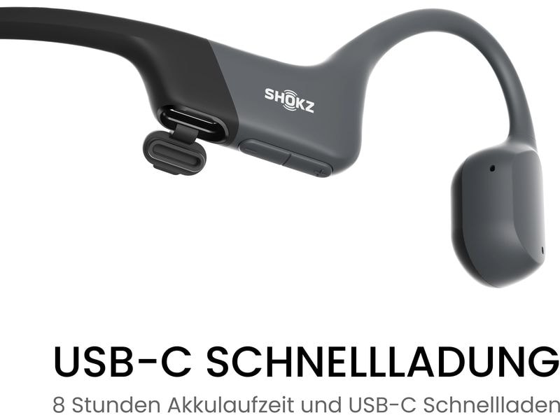 Shokz Bone Conduction Kopfhörer OpenRun USB-C Schwarz Knochenschall-Sport-Kopfhörer