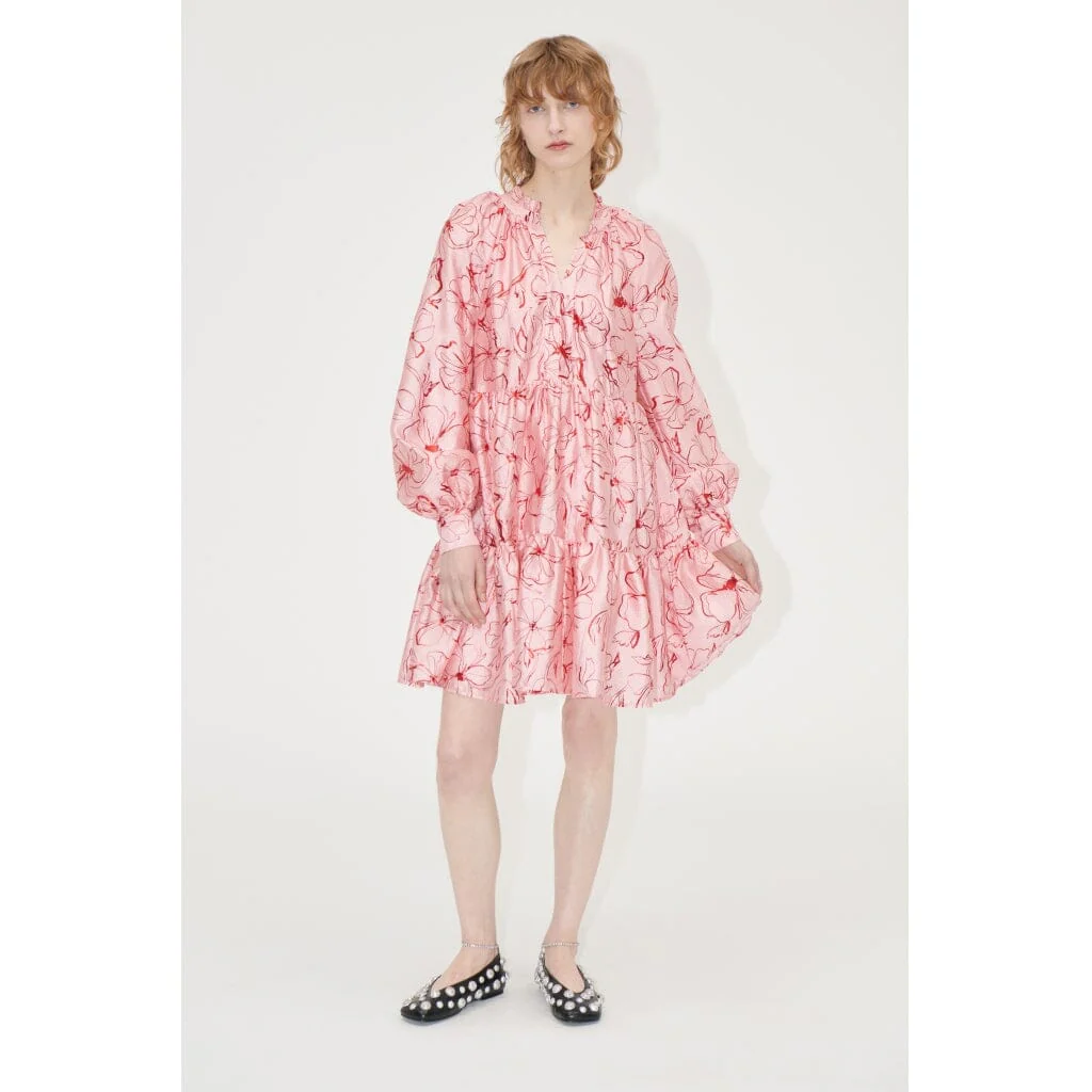 Stine Goya Tier Voluminous Mini Dress, 2067 Flat Textured Poly