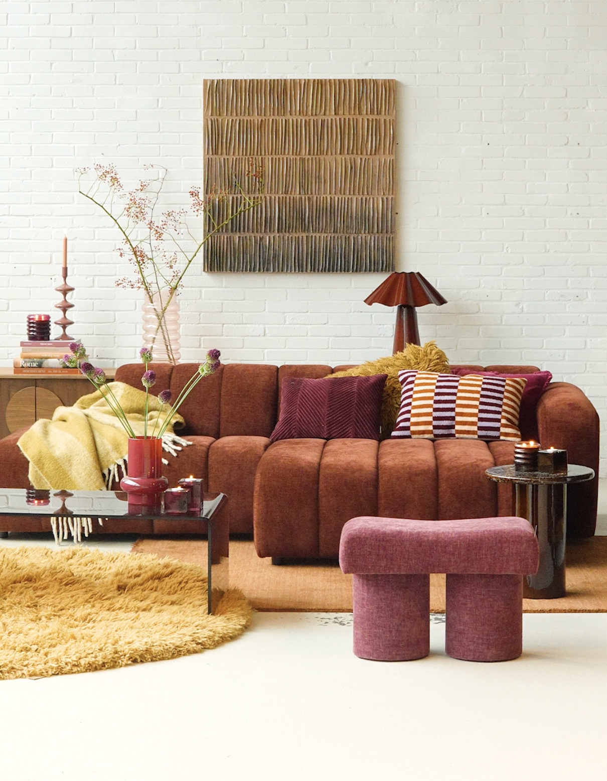Hoekbank Dolce S home burgundy links