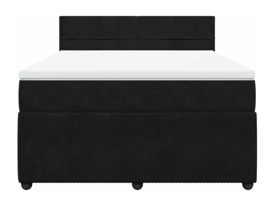 Sommier à lattes de lit avec matelas Noir 140x190 cm Velours