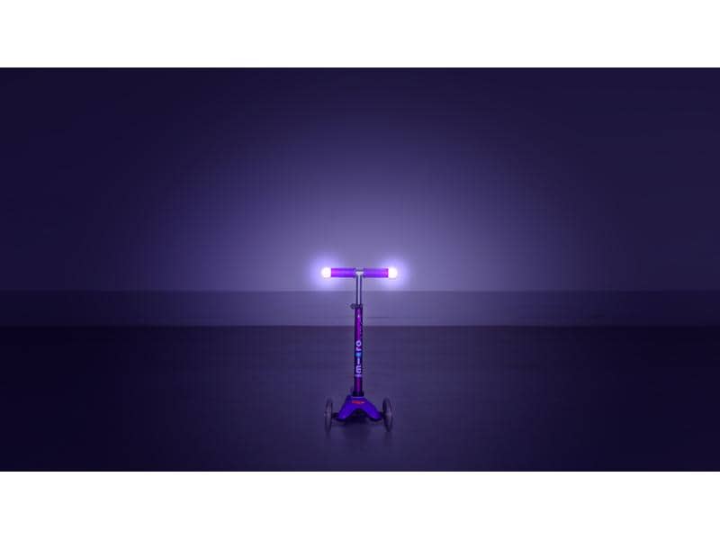 Micro Mobility Kickboard Mini Deluxe Magic Purple, LED Magischer Fahrspass auf drei Rädern – Violett