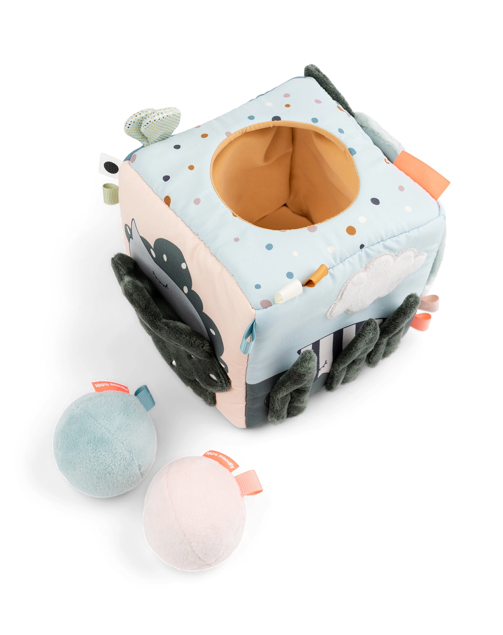 Stoff-Motorik-Würfel DEER FRIENDS (15cm) 5-teilig in bunt