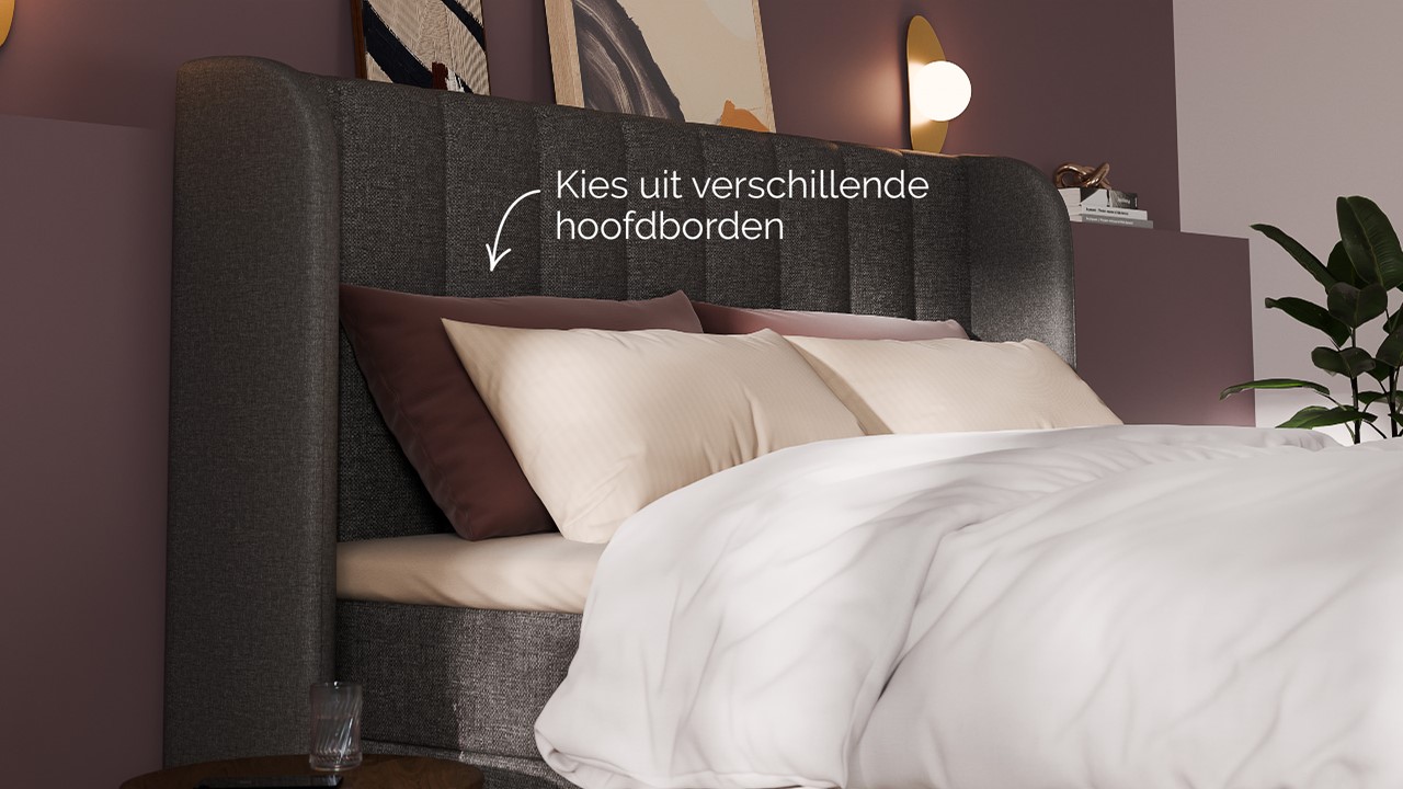 Boxspring Ivory - Linen touch dark grey