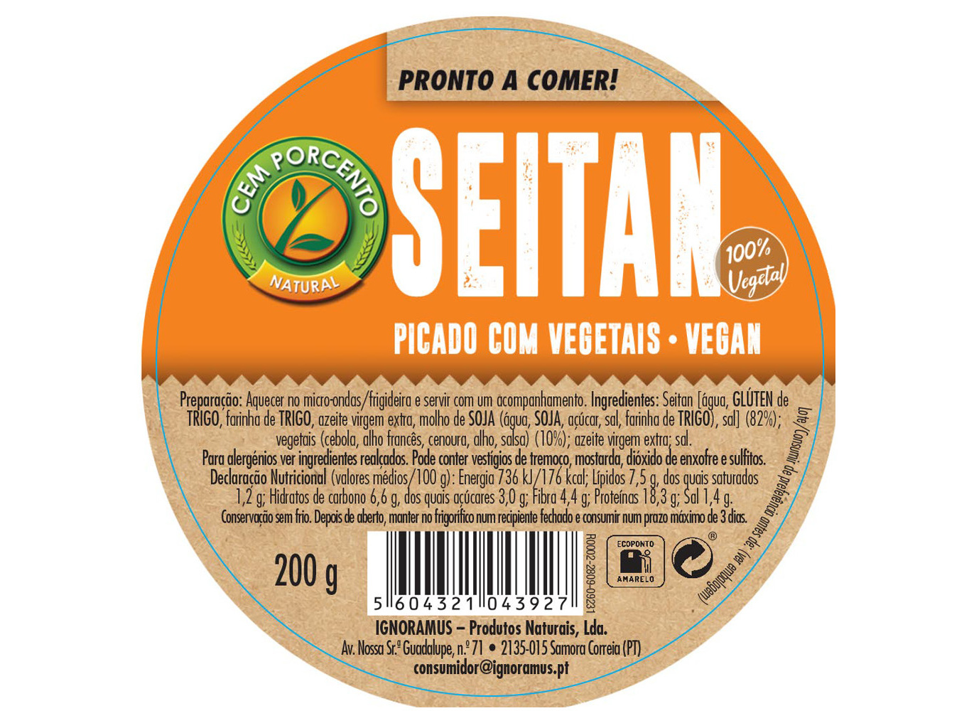 SEITAN CEM PORCENTO PICADO COM VEGETAIS 200G