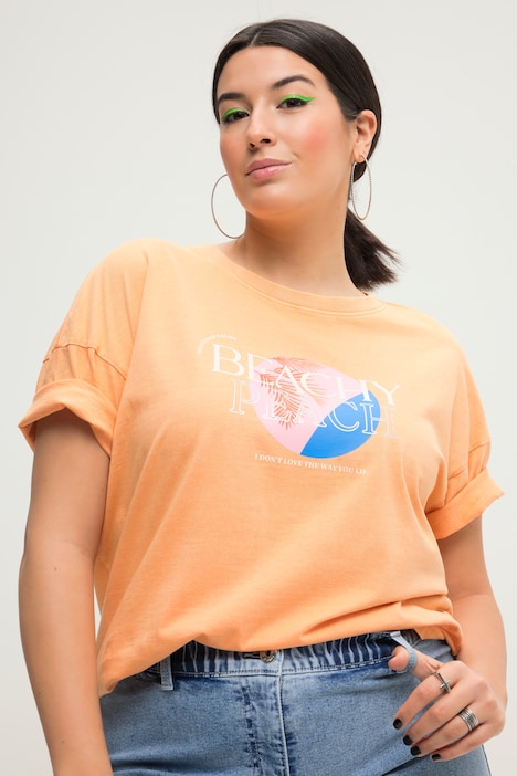 T-Shirt, oversized, Druck-Motiv, Vintage-Look, Rundhals, Halbarm