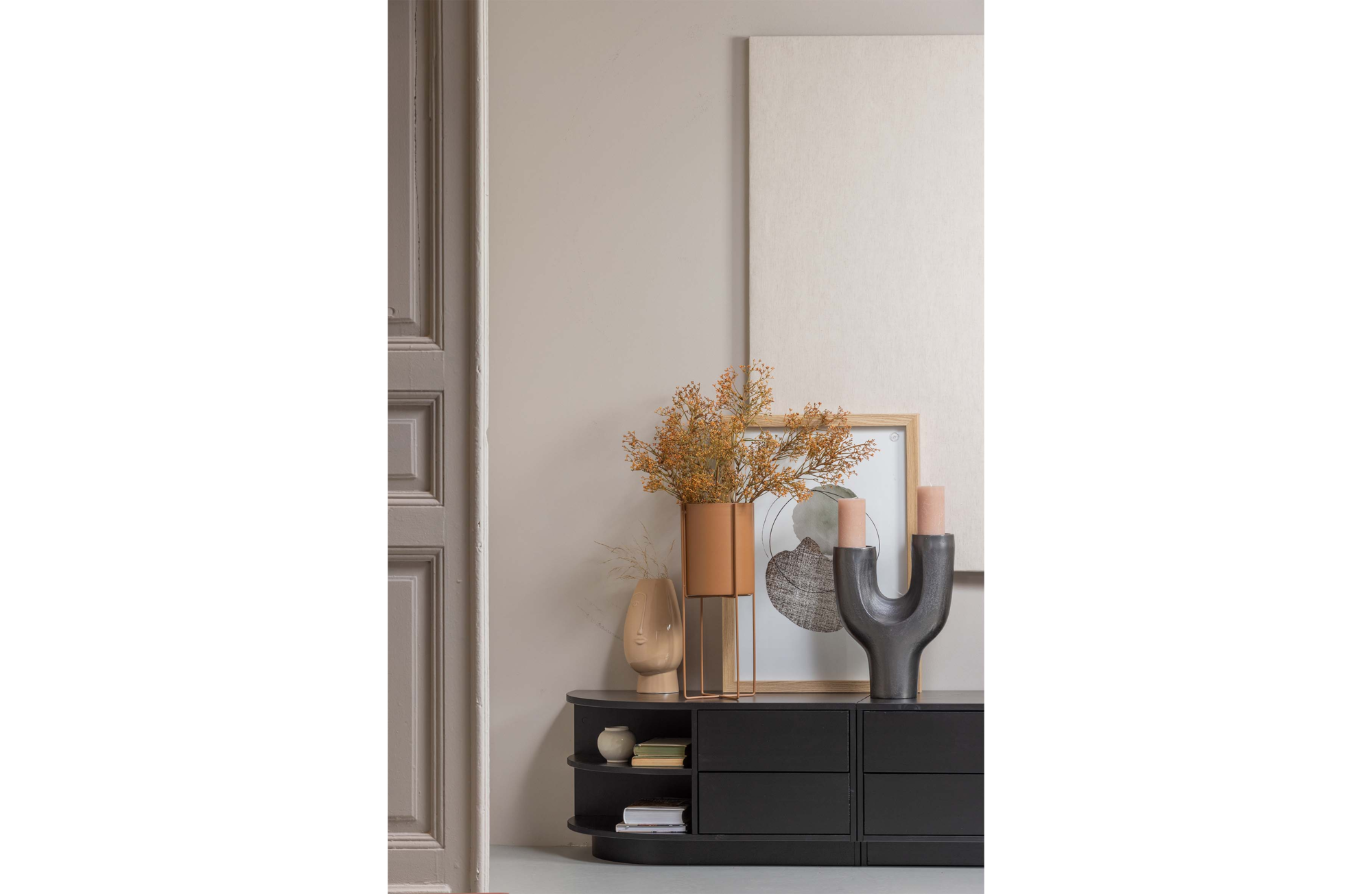 WOOOD tv meubel Finca rond Tv meubel Finca rond links - Zwart