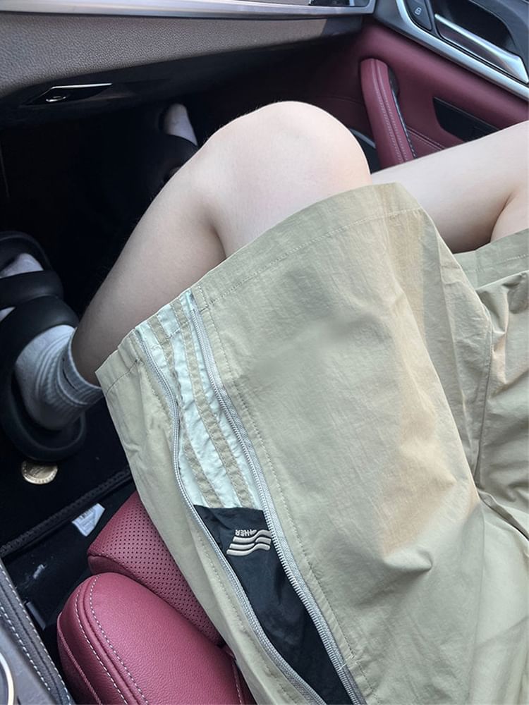 Breeson - Hoge taille, rits aan de zijkant, effen, wijde pijpen, shorts
