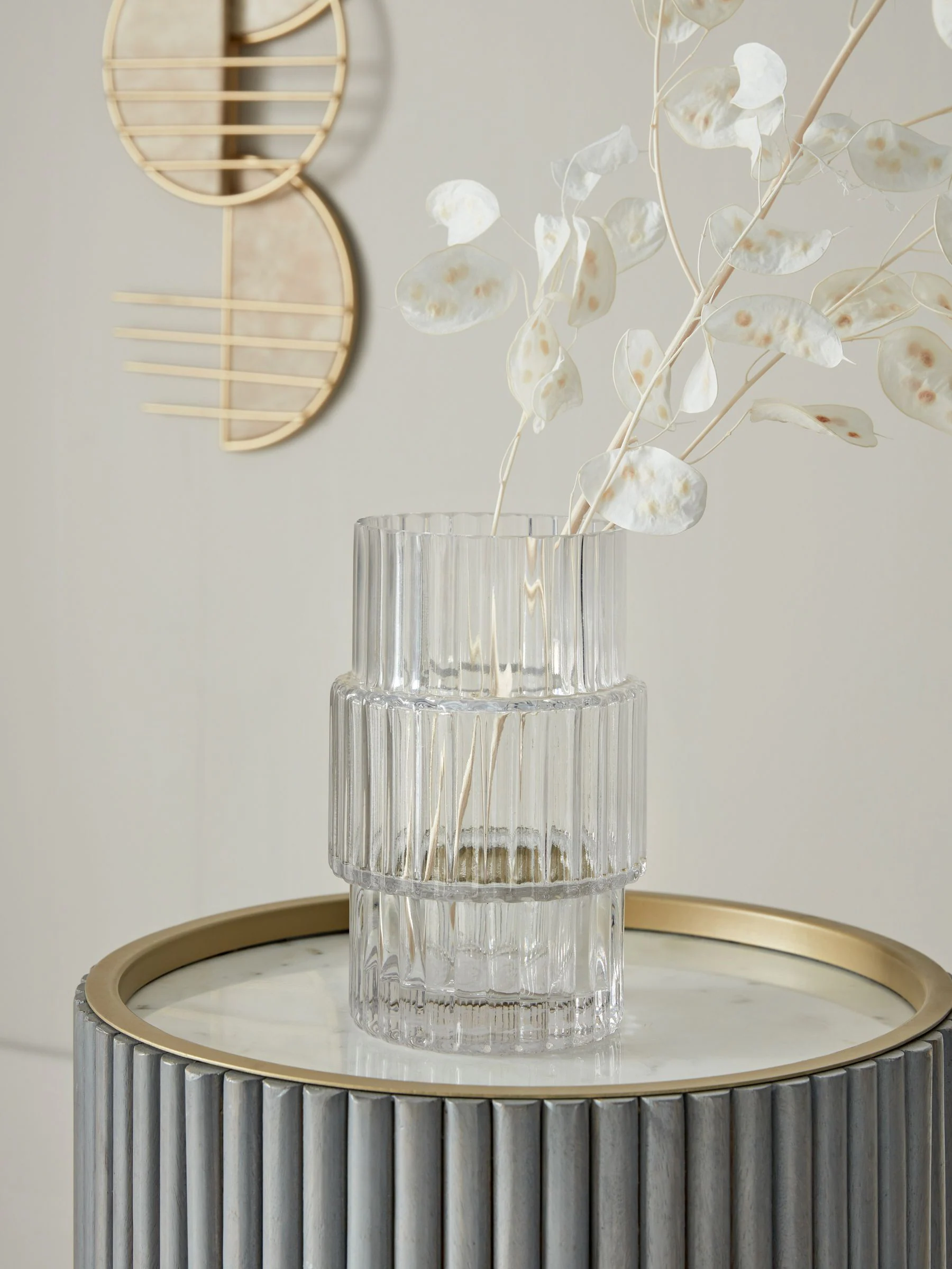 Small Ribbed Glass Vase