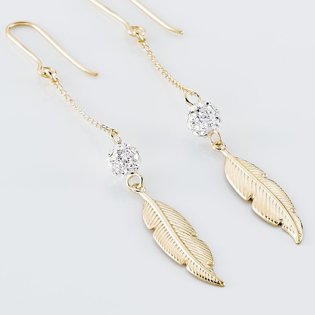 Boucles D'oreilles Pendantes Powoo Or Jaune Strass