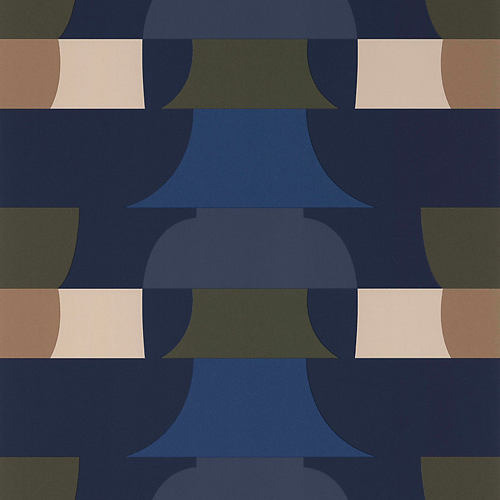 Papier peint Bensimon vinyle intissé déco seventies bleu