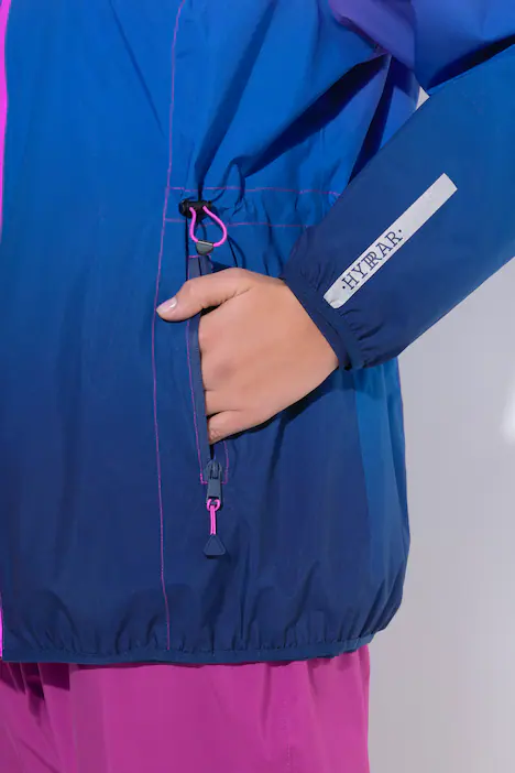 Regenjacke, leicht, wasserdicht, Kapuze, Zipptaschen, dunkelblau