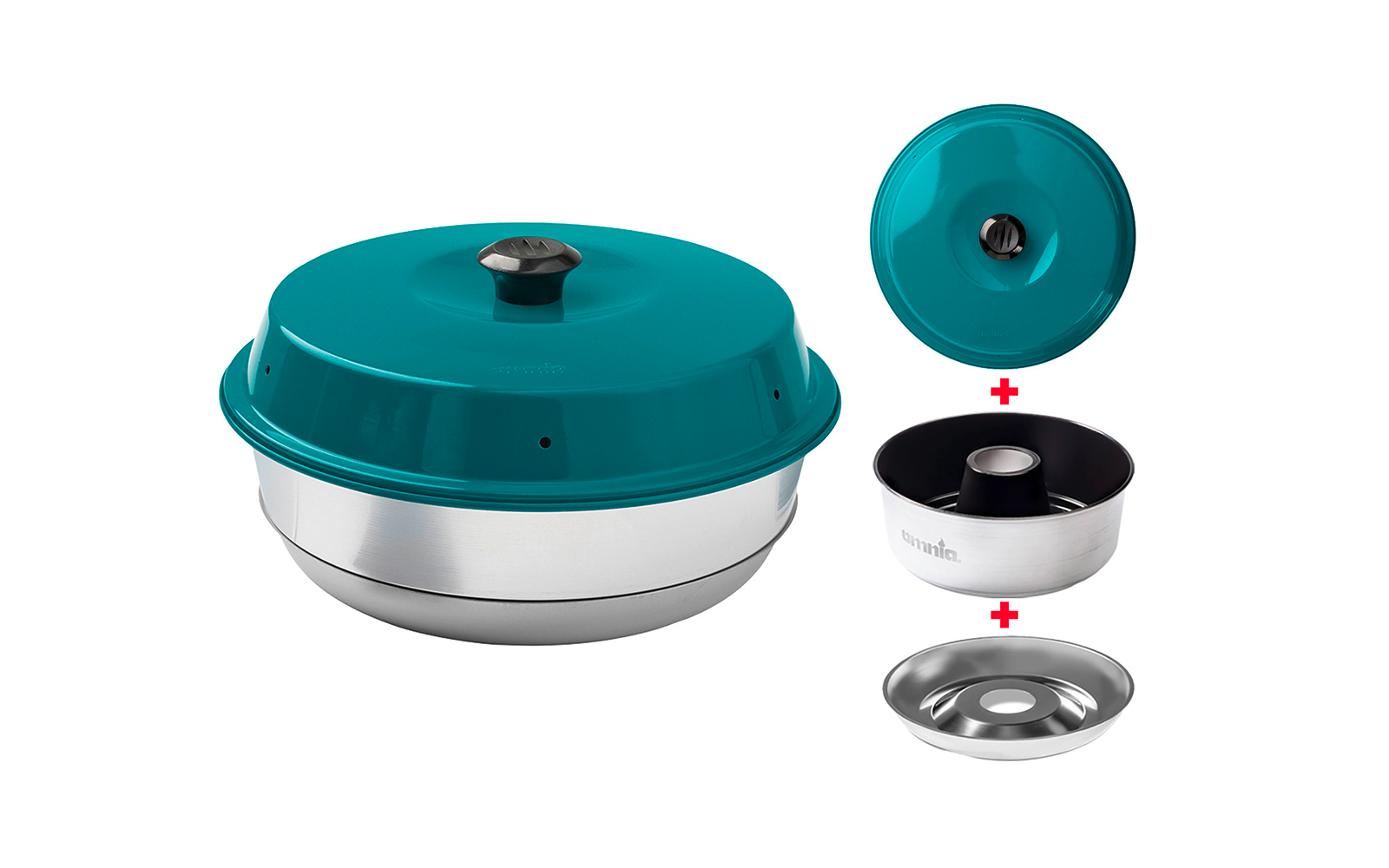Omnia Campingbackofen Set 3-teilig mit Maxiform Antihaftbeschichtung 3 Liter Anthrazit
