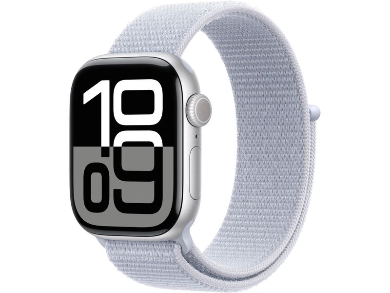 Apple Watch Series 10 42 mm Alu Silber Loop Blau Eine glatte Zehn