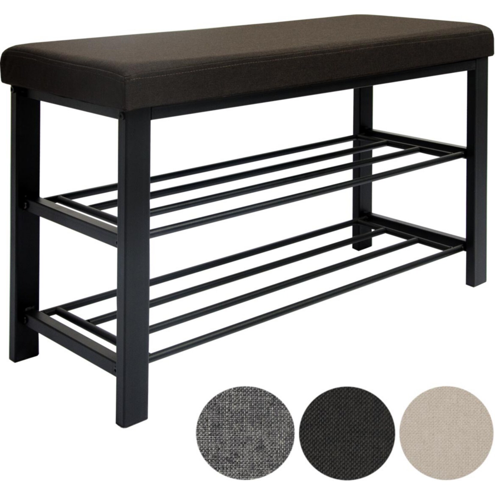 Schuhregal mit Sitzbank aus Metall 81x32x46 cm Schuhbank