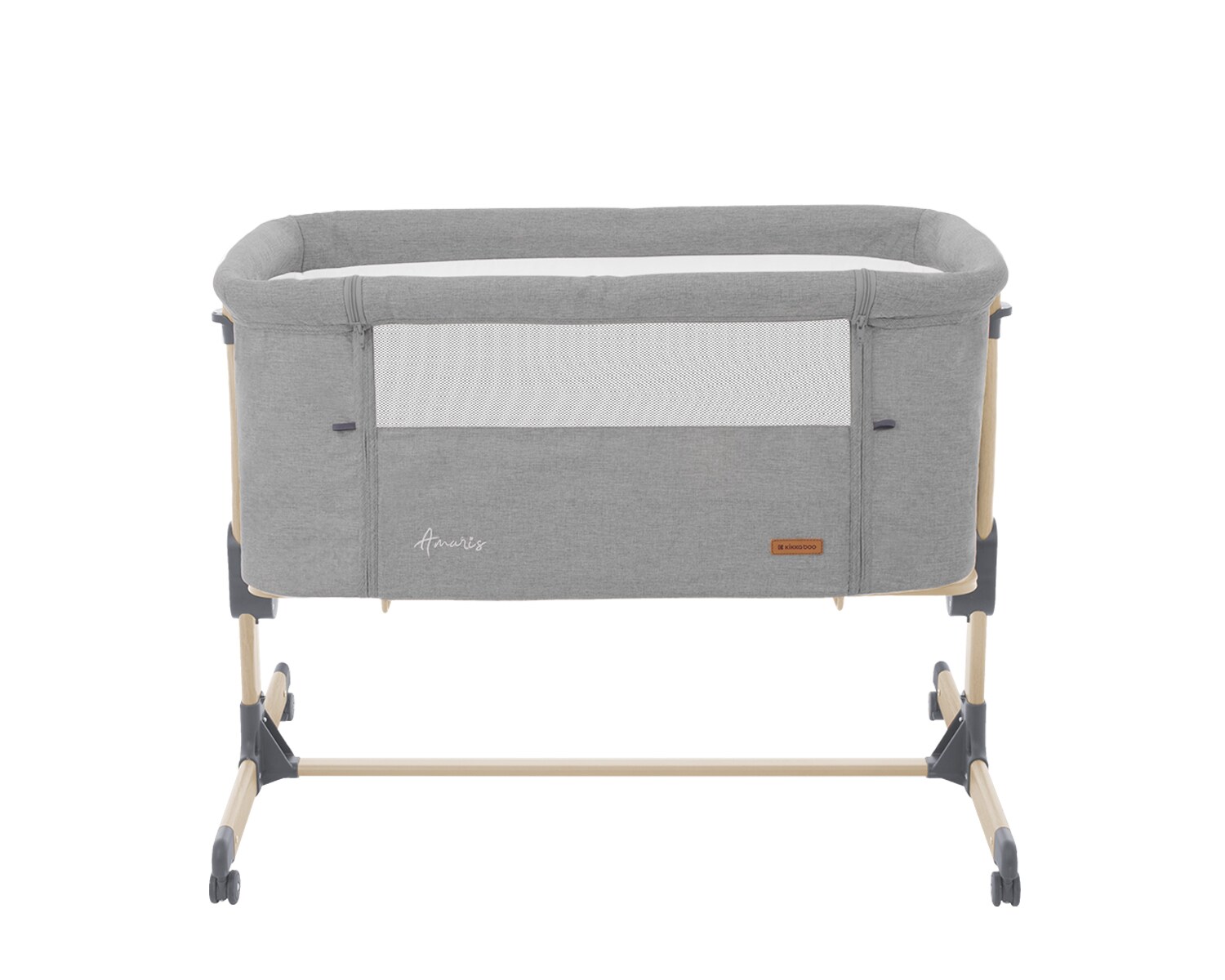 Kikkaboo Beistellbett Amaris eine Seite zum Öffnen Räder verstellbar Anti Reflux grau
