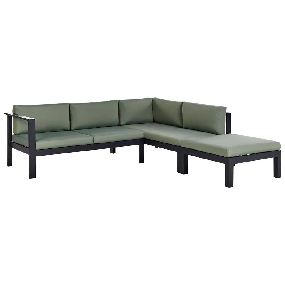 MESSINA - Loungeset voor 5 - Zwart/Groen - Aluminium
