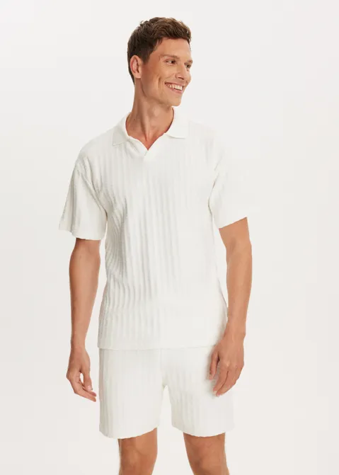 Polo met structuur off-white (WIT.O)