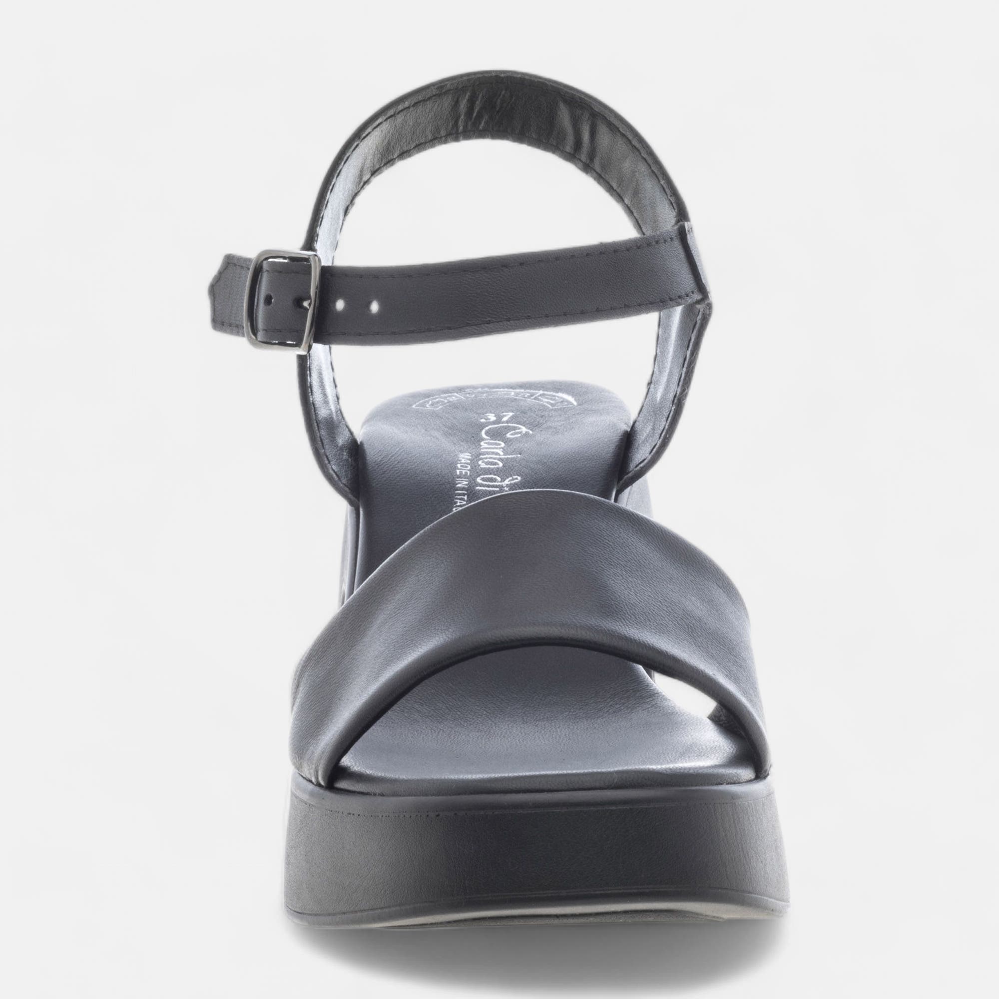 Sandales à talon Femme en cuir noir