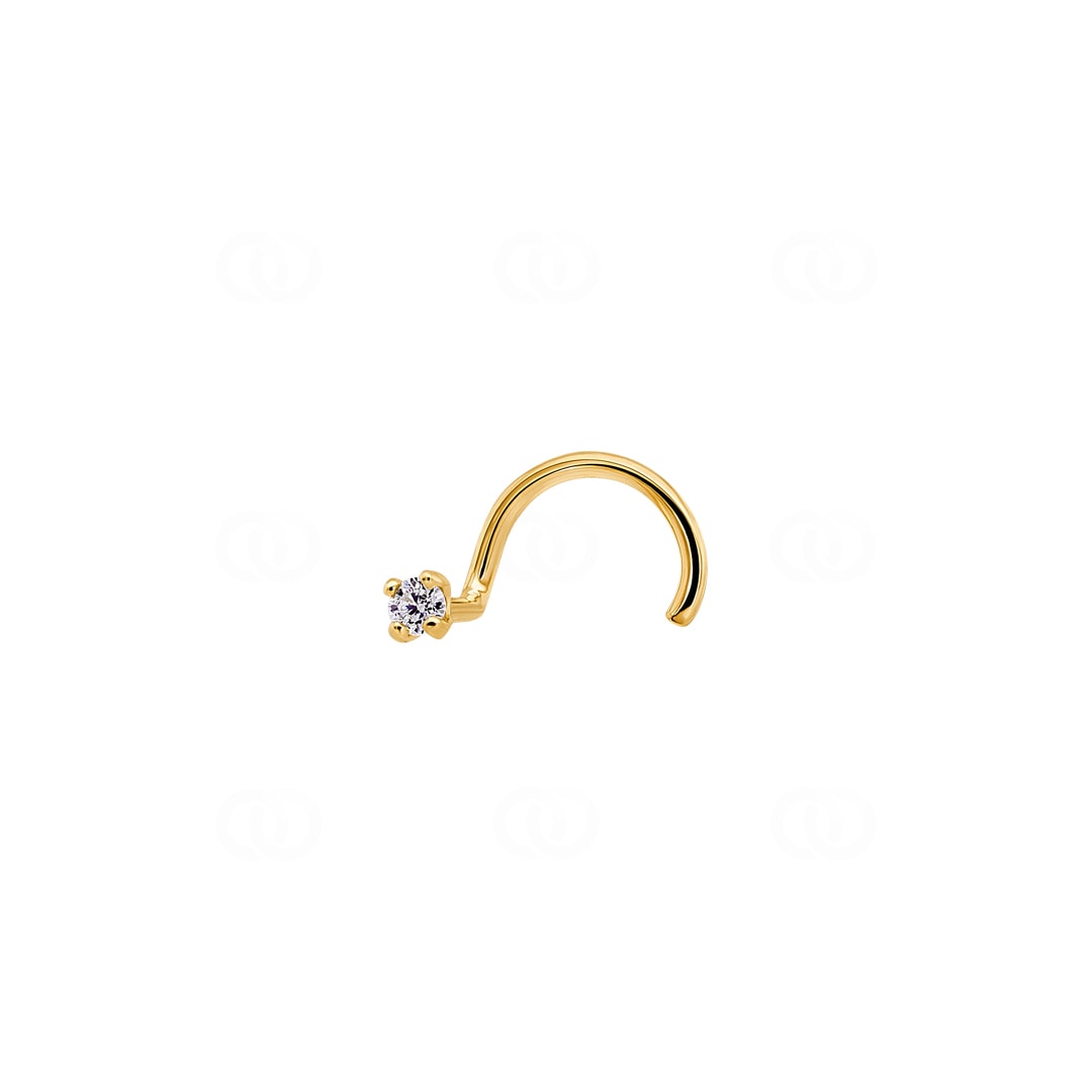 Nasenpiercing Spirale 750/18 K Gelbgold mit Diamant 0.03ct
