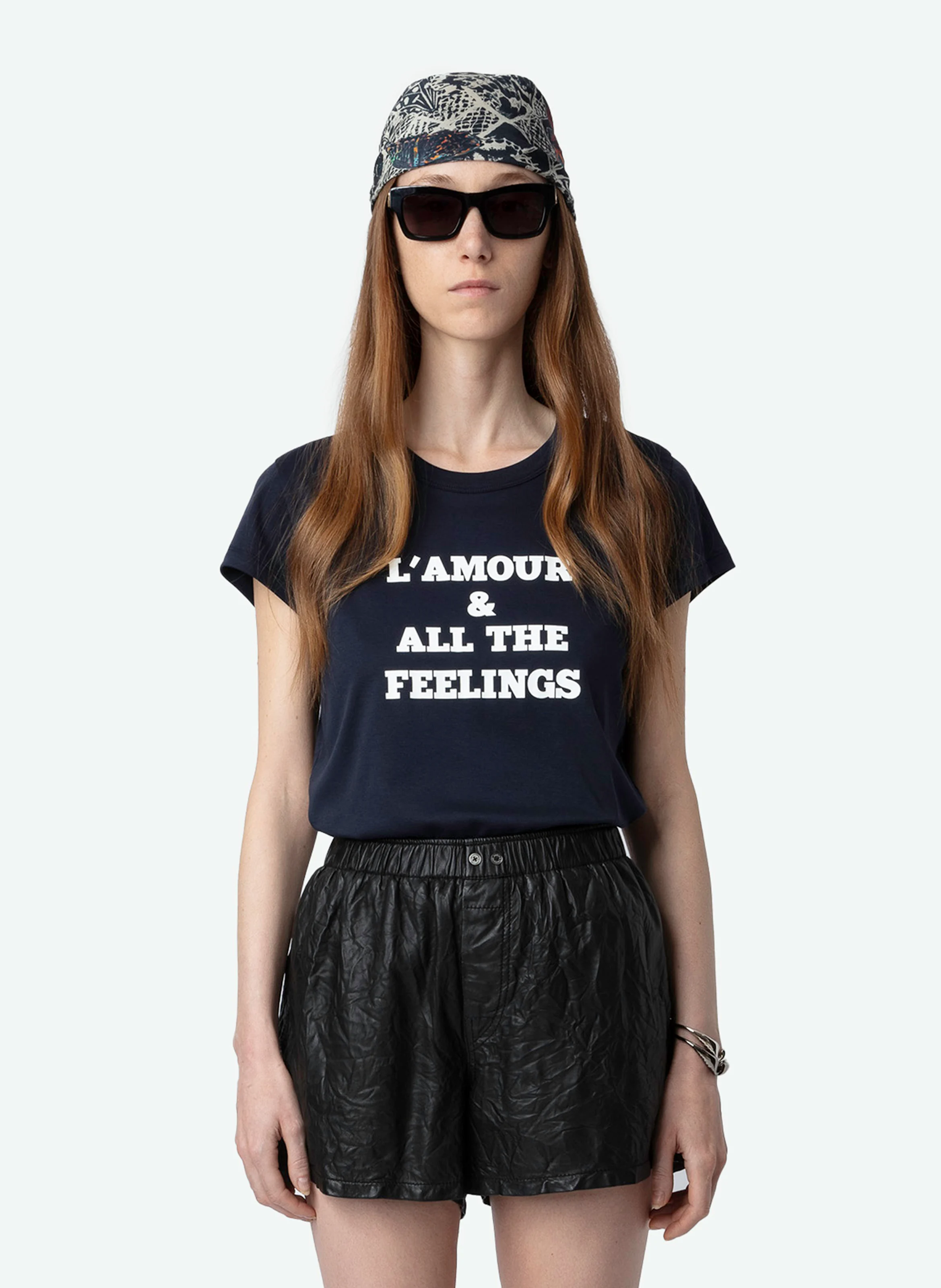 WOOP - Tee-shirt droit col rond en coton bio sérigraphié | Bleu
