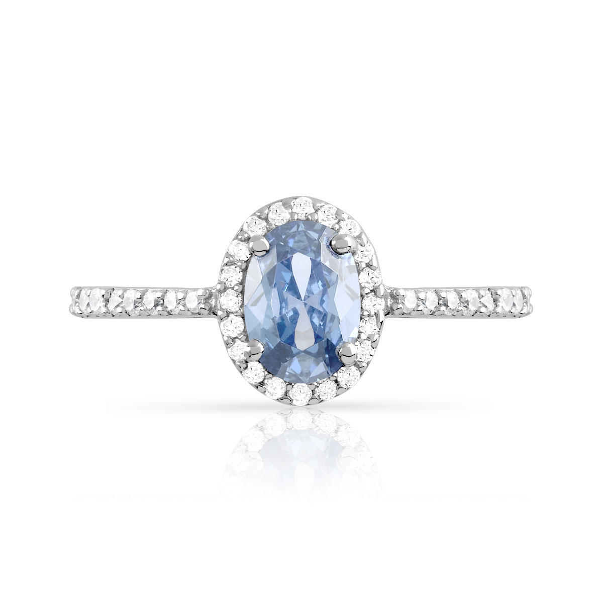 Bague argent 925 zirconia bleu ovale et blancs