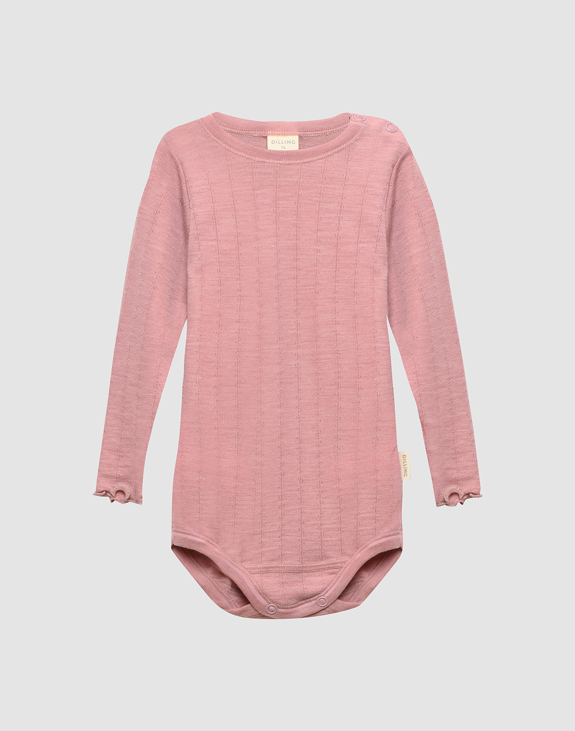 Pointelle romper met lange mouw van merinowol/zijde voor baby's