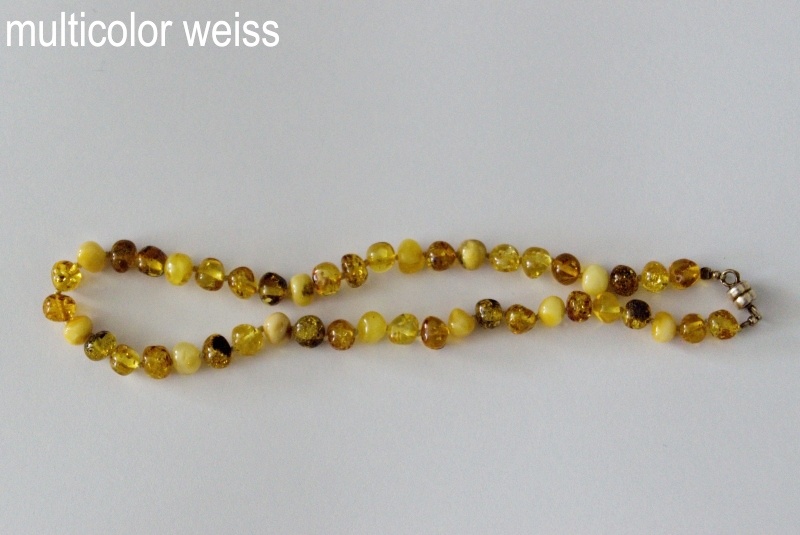 AMBERSTYLE Bernsteinkette multicolor weiss 32cm mit Magnetverschluss 1 Stk